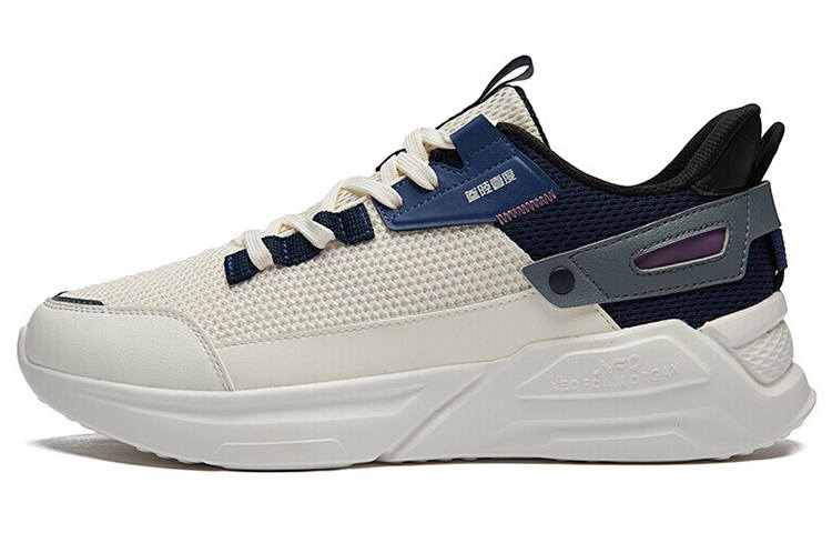 361° NFO Knitted Fabric Cushioning Slip Resistant Breathable Lightweight Low top Sports Casual Shoes Men's White Blue