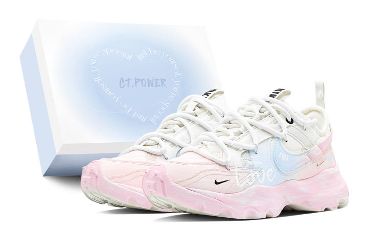 Nike Nike TC 7900 Confession Graffiti Slip Resistant Abrasion Resistant Low top Casual Shoes Women's White Pink Blue
