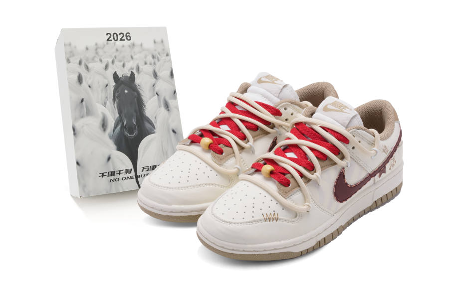 Nike Nike Dunk Abrasion Resistant Low top Skateboard Shoes Women's Beige Red