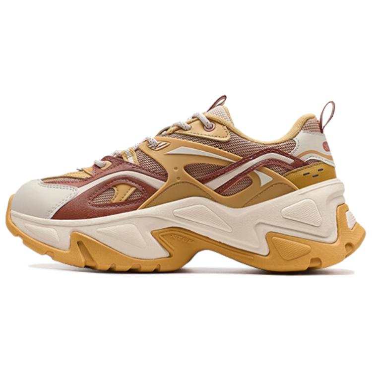 XTEP Synthetic Leather, TPU Slip Resistant Abrasion Resistant Low top Casual Shoes Women's Yellow Umber Beige