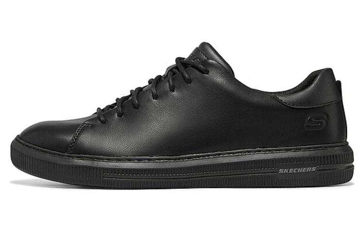 Skechers Wide Fit Synthetic Leather Breathable Low top Casual Shoes Men's Black