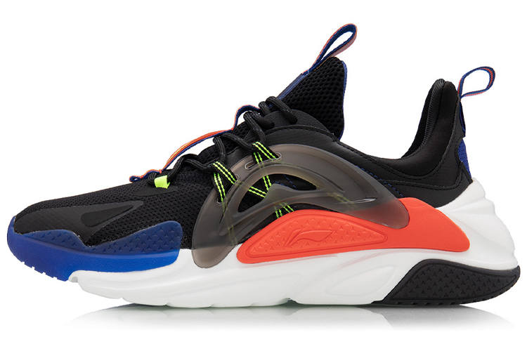 Li-Ning Li Ning Spark Cushioning Slip Resistant Abrasion Resistant Low top Sports Casual Shoes Men's Black Blue