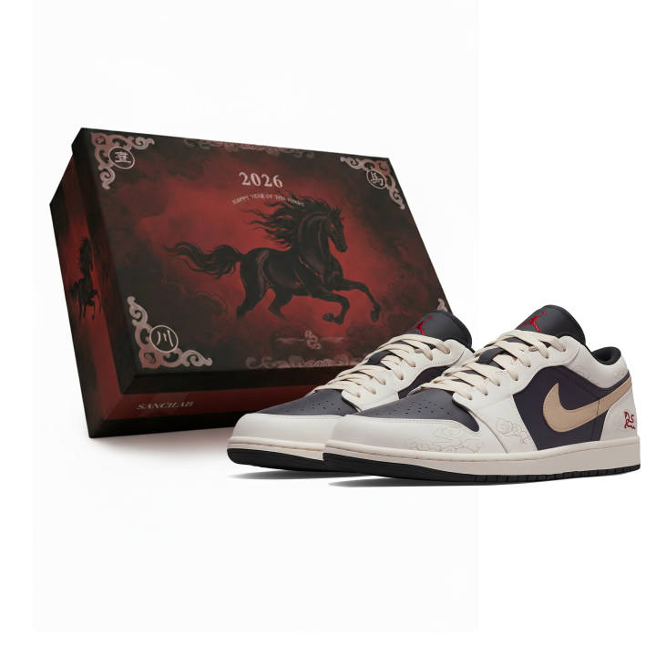 Jordan Jordan Air Jordan 1 Low Three Times Laboratory, Horse Year, Black Steed Cloud Step, Box Abrasion Resistant Low top