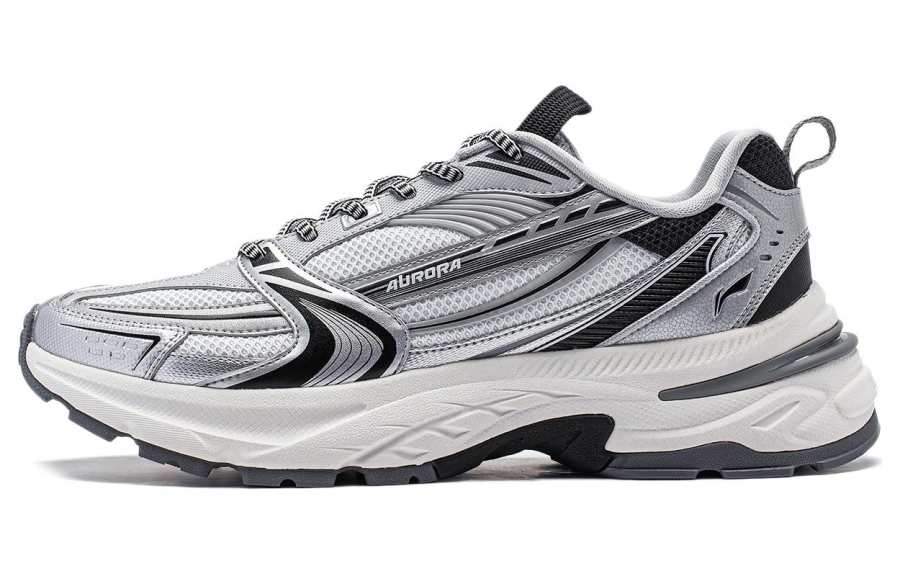 Li-Ning Li Ning Aurora 2K V2 Cushioning Slip Resistant Abrasion Resistant Support Low top Casual Shoes Men's White Silver