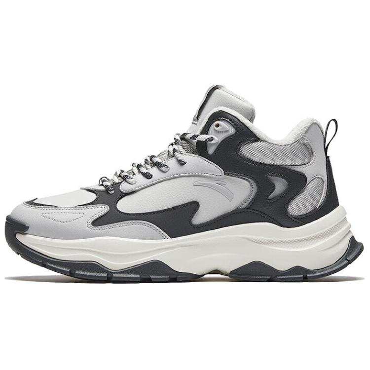 Anta Xunjie Fleece Lined, Comfortable Fashion Slip Resistant Thermal High top Casual Shoes Men's Gray Black