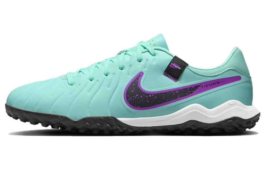 Nike Nike Tiempo Legend 10 Lace Up TF Turf Artificial Turf Cow Leather Soccer Shoes Unisex Green Purple