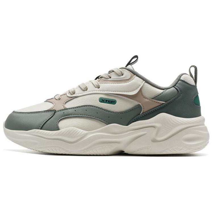 XTEP Abrasion Resistant Slip Resistant Low top Casual Shoes Men's White Green Umber