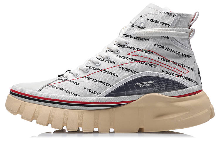 Li-Ning Li Ning Boot Textile, TPU Slip Resistant, Abrasion Resistant, Breathable High top Casual Shoes Women's White Black