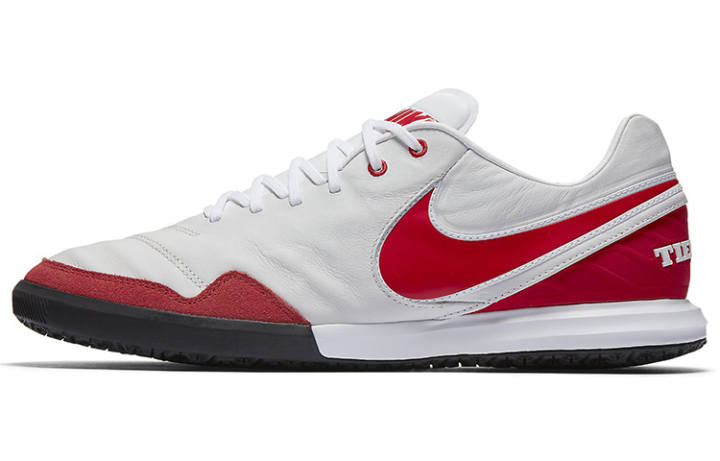 Nike Nike TIEMPOX PROXIMO IC Indoor Leather Cushioning Slip Resistant Abrasion Resistant Soccer Shoes Men's White Red
