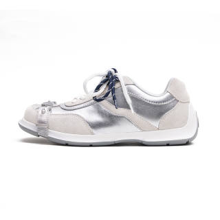 ABCICEY Slip Resistant, Abrasion Resistant, Lightweight Low top Casual Shoes Unisex White Silver
