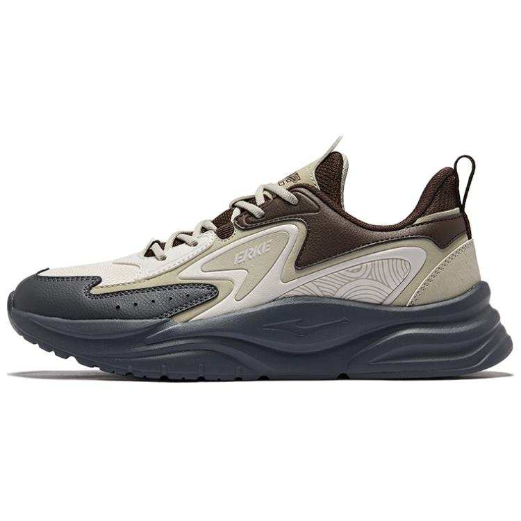 Erke Sichuan Dust 2.0 Abrasion Resistant Breathable Low top Casual Shoes Men's Wild Gray Pine Tea Brown