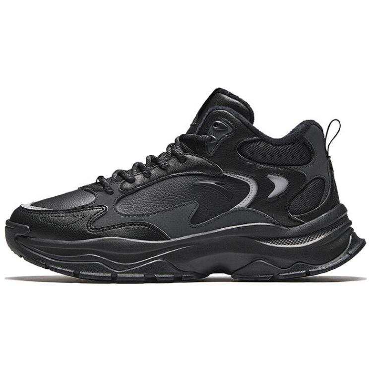Anta Exploration, Fleece Lined Comfortable Slip Resistant Thermal High top Casual Shoes Men's Black Gray