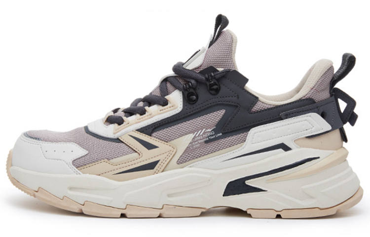 Erke Jing Hong 2.0 Xun Leather, Textile Low top Sports Casual Shoes Men's Sand Ochre Gray