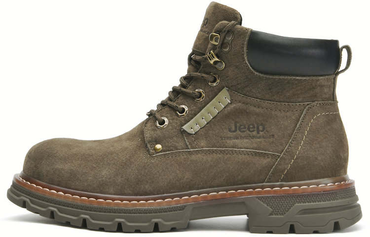 Jeep Jeep Top Grain Pig Leather Short Combat Boots Men's Khaki