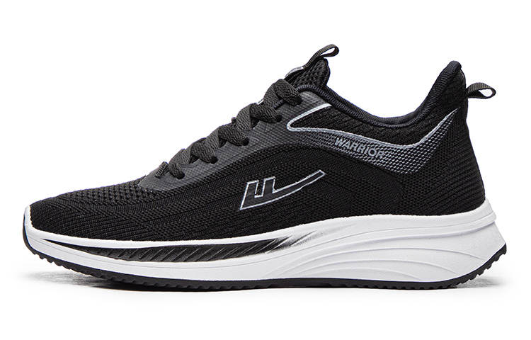 Warrior Students' Running Shoes Lightweight And Breathable Low top Casual Shoes Men's Black Gray