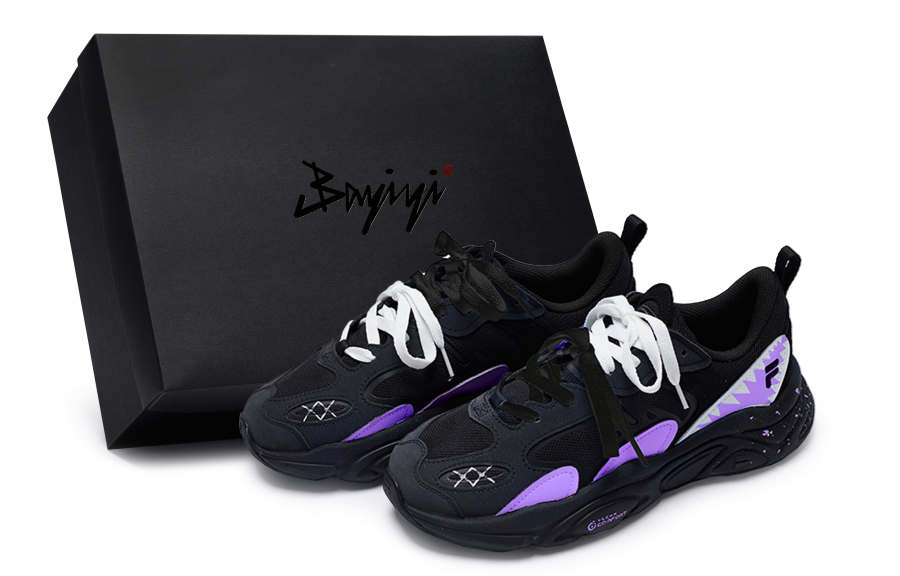 FILA Low top Casual Shoes Men's Black Purple White
