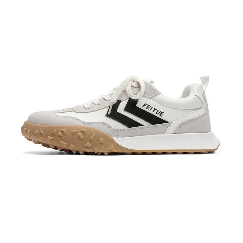 FEIYUE Slip-Resistant Abrasion-Resistant Low-top Casual Shoes Men's Gray White Black