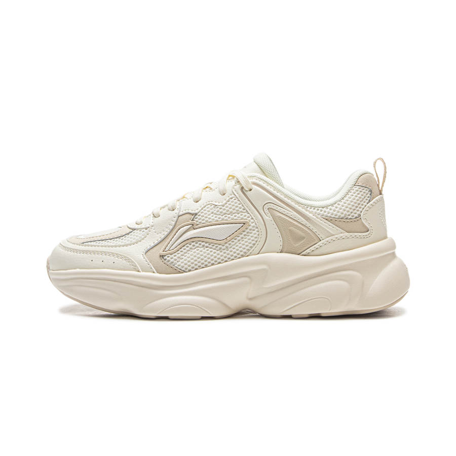 Li-Ning Li Ning Milk Coconut Lightweight Height Increasing Rebound Breathable Low top Chunky Sneakers Women's Beige