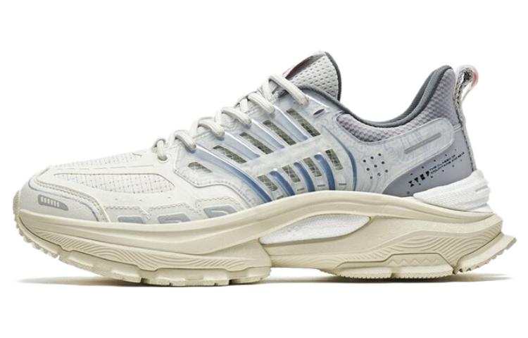 XTEP Textile, Synthetic Leather Slip Resistant Abrasion Resistant Low top Sports Casual Shoes Men's White Gray