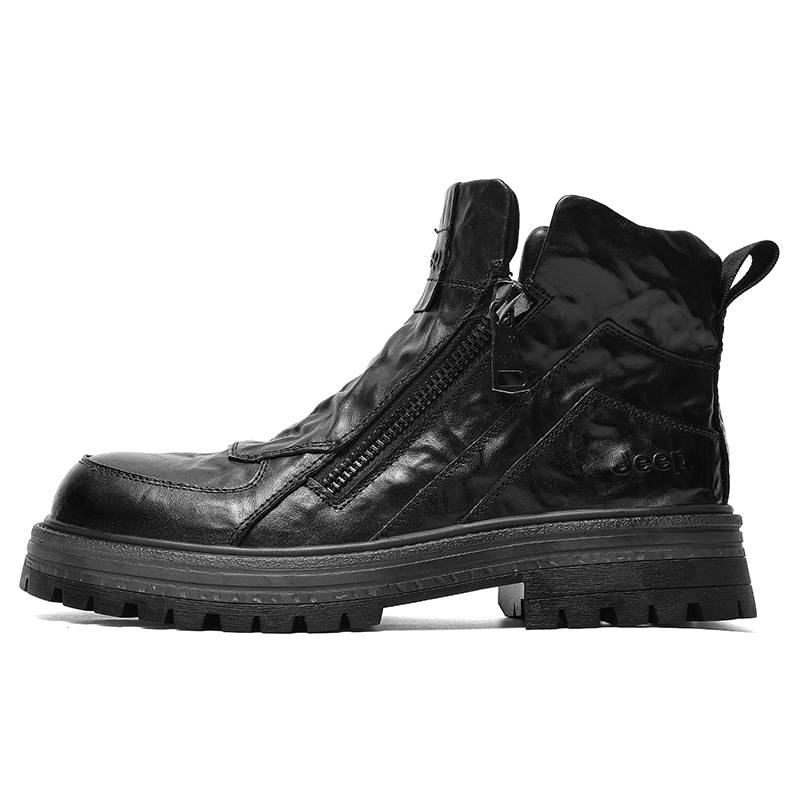 Jeep Top Grain Cow Leather Abrasion Resistant High Top Combat Boots Men's