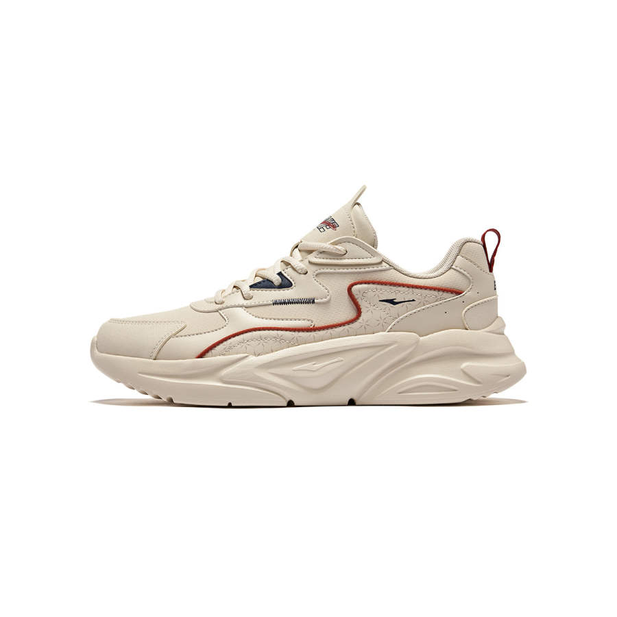Erke Sichuan Journey Lightweight Cushioning Breathable Abrasion Resistant Low top Casual Shoes Men's Beige