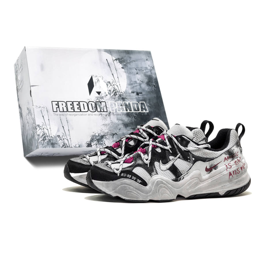 Nike Nike Tech Hera Freedom Panda, Box, Xia Yin Low top Casual Shoes Men's Gray Pink