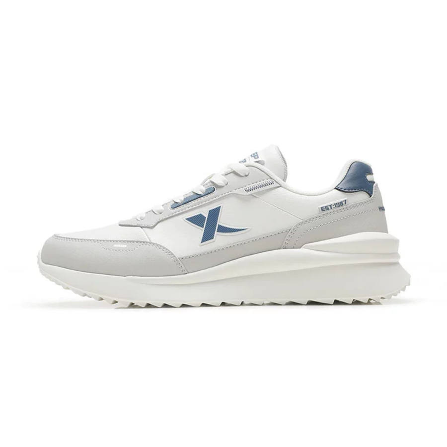 XTEP Slip Resistant Abrasion Resistant Low top Casual Shoes Men's White Gray Blue