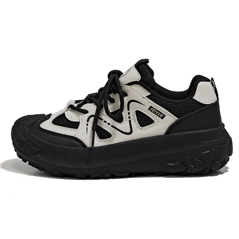 FEIYUE Slip-Resistant Abrasion-Resistant Low-top Casual Shoes Women's Beige Black