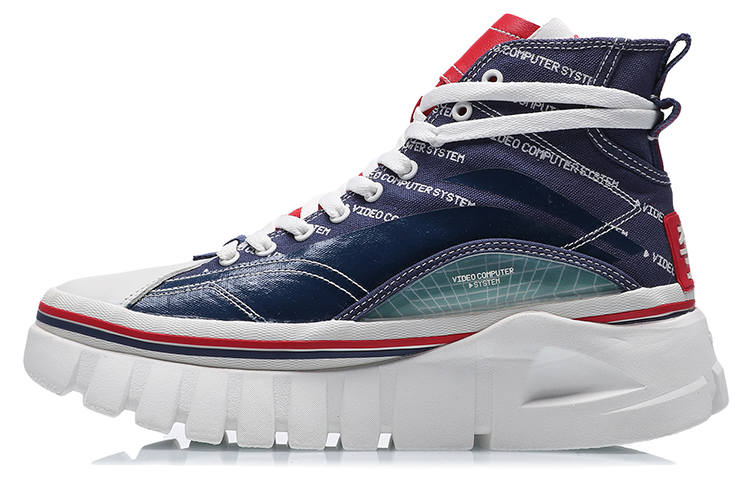 Li-Ning Li Ning Textile, TPU Cushioning Slip Resistant Abrasion Resistant High top Casual Shoes Women's Blue