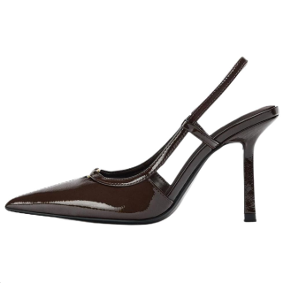ZARA Pu Slim Heel High Heels 10.5cm Women's Brown