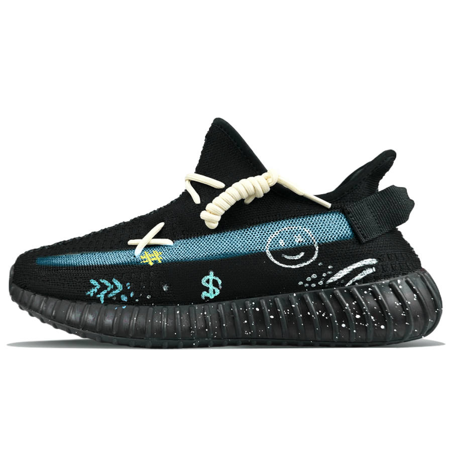 Adidas Originals Yeezy Boost 350 V2 Slip Resistant Low top Casual Shoes Unisex Black Blue
