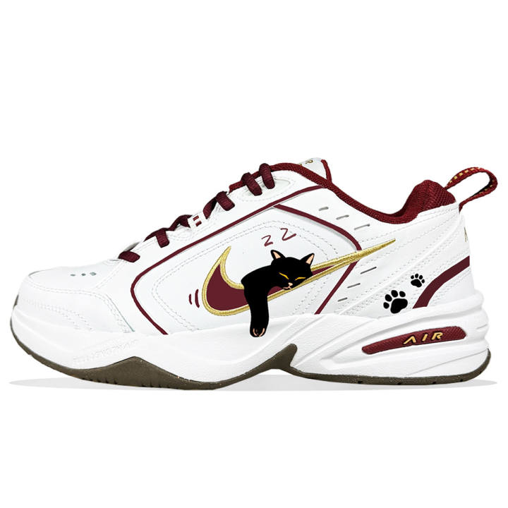 Nike Nike Air Monarch 4 Slip Resistant Abrasion Resistant Low top Casual Shoes Unisex Red White