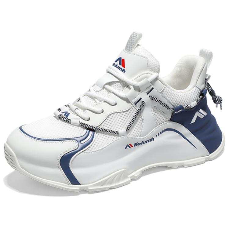 Kolumb Non slip Lightweight Mid top Casual Shoes Men's White Blue