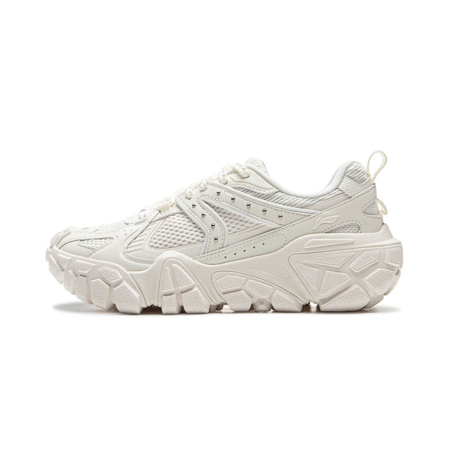 Li-Ning LiNing Dunes Cushioning Anti-Slip Wear-Resistant Breathable Height Increasing Low-Top Casual Shoes Women's Ivory
