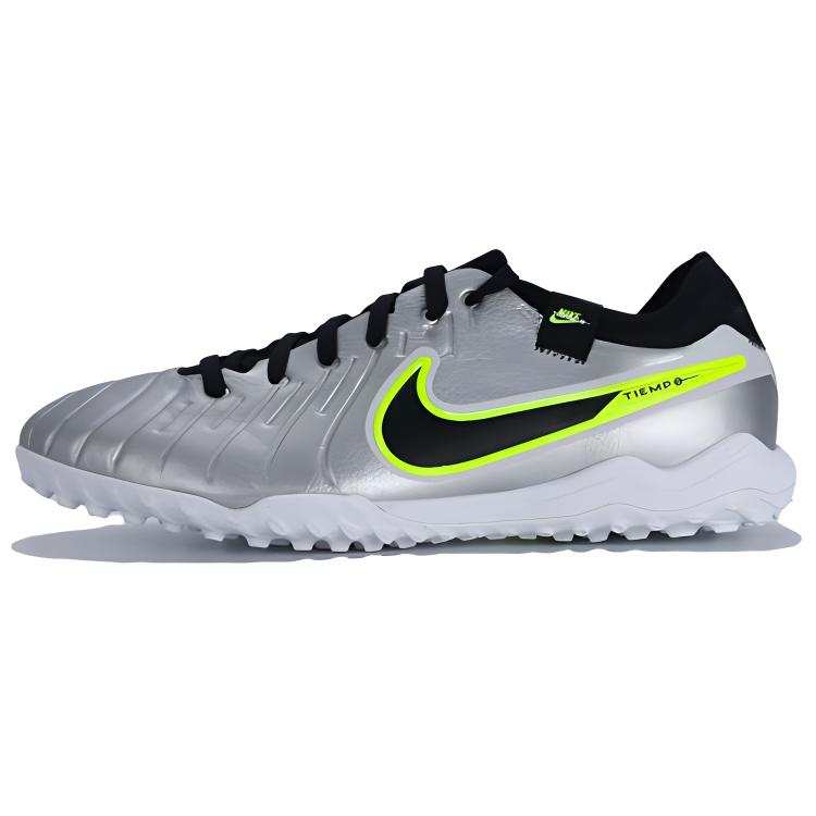 Nike Nike Tiempo Legend 10 Slip Resistant Abrasion Resistant Soccer Shoes Unisex Silver Black