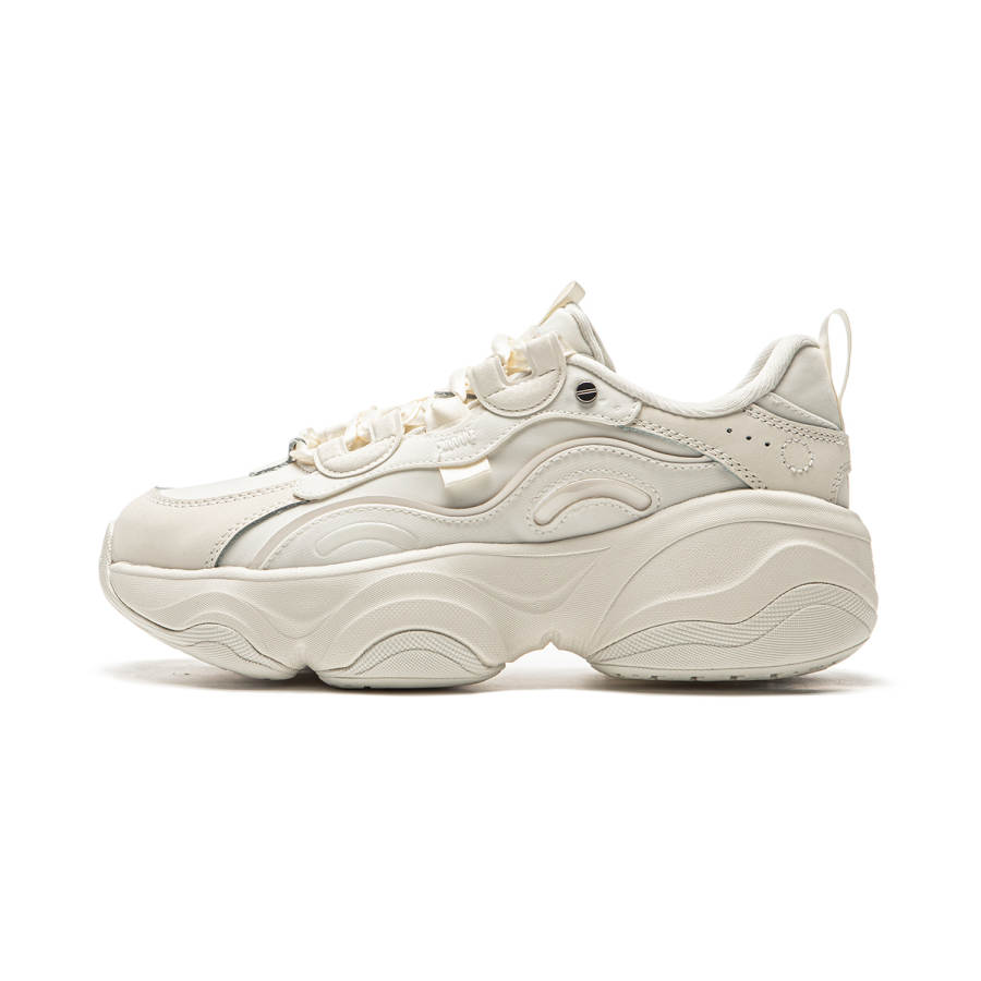 Li-Ning Li Ning Honey Collection Honey Cushioning Abrasion Resistant Height Increasing Low top Casual Shoes Women's Ivory