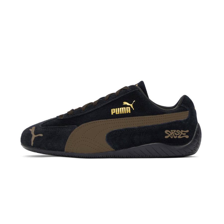PUMA Speedcat Brown Graffiti Leather Abrasion Resistant Low top Casual Shoes Unisex Black Brown