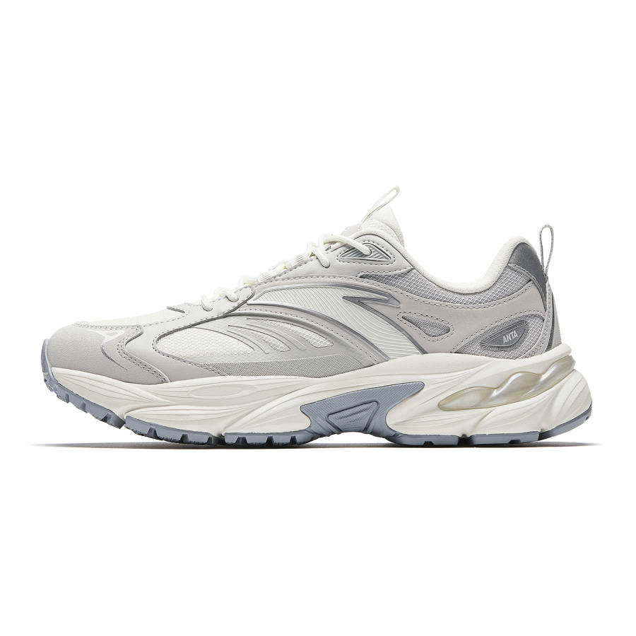 Anta Slip Resistant Height Increasing Casual Shoes Men's Ivory White/Cumulus Gray/Silver