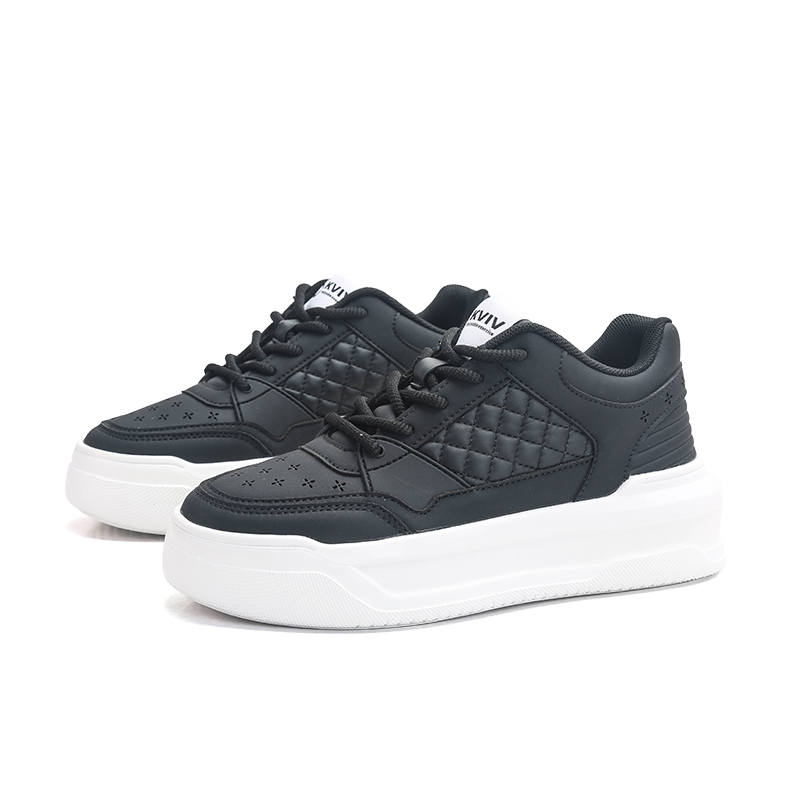 KVIV Height Increasing Abrasion Resistant Breathable Slip Resistant Low top Casual Shoes Unisex Black White