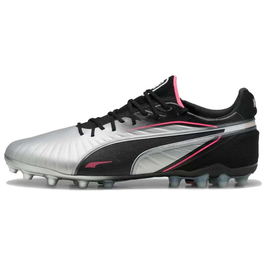 PUMA King Ultimate Comfortable Round Toe MG Multi Ground Soccer Shoes Men's Silver Black