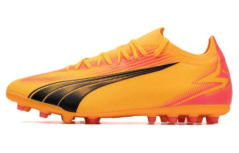 PUMA Ultra Match Comfortable Round Toe MG Multi Ground Cushioning Soccer Shoes Men's Yellow Red