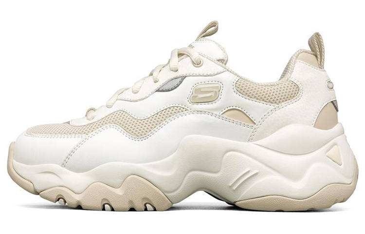 Skechers D'LITES 3.0 Leather, Mesh Low top Casual Shoes Women's White Beige