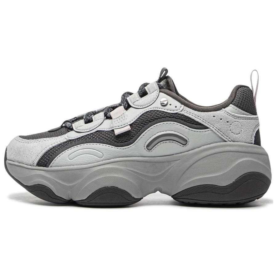 Li-Ning Li Ning Slip Resistant Abrasion Resistant Low top Casual Shoes Women's Gray Black