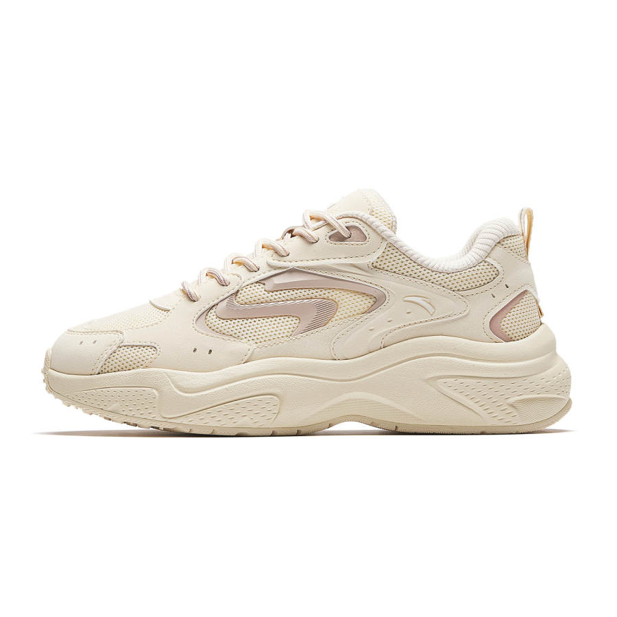 Anta Wear resistant And Lightweight Low top Casual Shoes Women's Oat White/Wheat Pink
