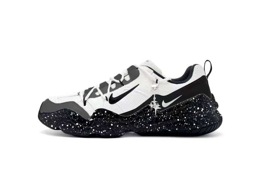 Nike Nike Tech Hera Patchwork Baby's Breath Abrasion Resistant Low top Casual Shoes Men's Black White