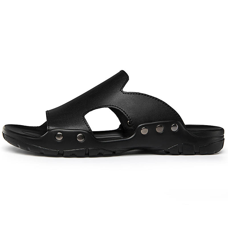PAIBLOKS Cushioning Quick Dry Slip Resistant Abrasion Resistant Quiet Slide Slippers Men's Black