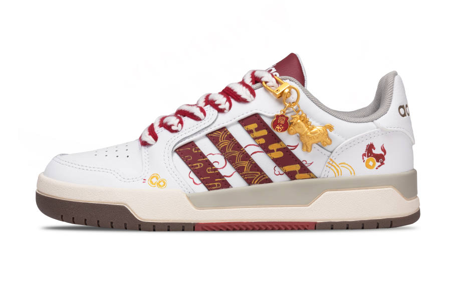 Adidas Neo Entrap Golden Horse Blessing Synthetic Leather Abrasion Resistant Low top Skateboard Shoes Unisex White Red