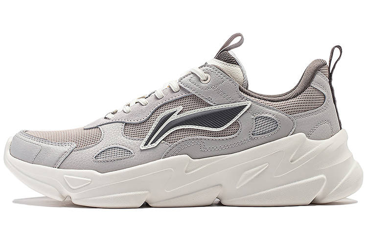 Li-Ning Li Ning Firefly Textile, Synthetic Leather Slip Resistant And Breathable Low top Casual Shoes Men's Gray