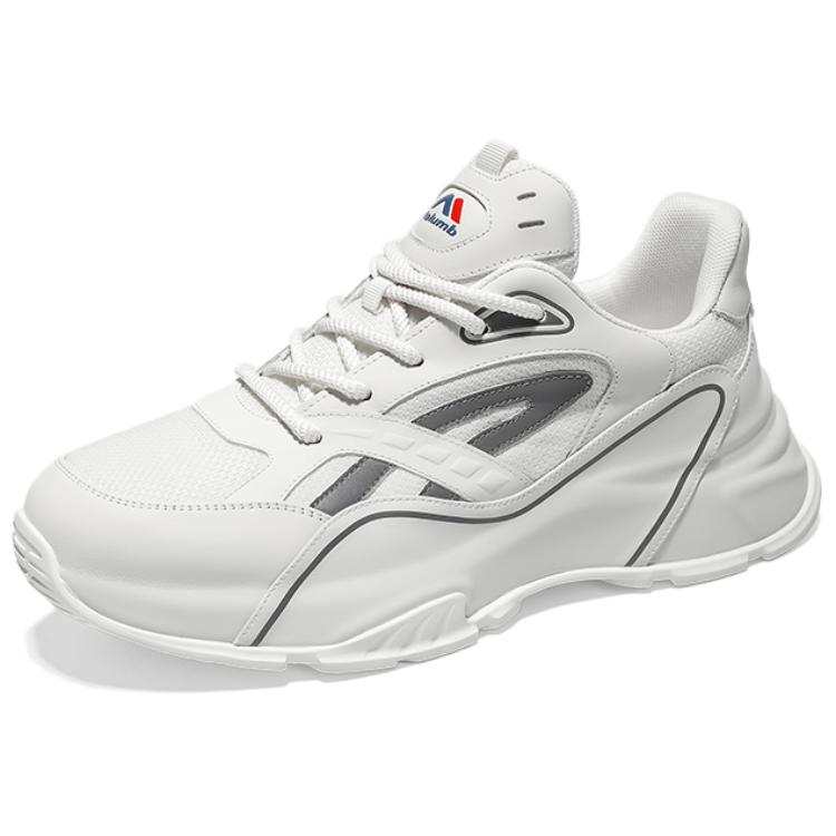 KOLUMB Top Grain Cow Leather Slip Resistant, Abrasion Resistant, Breathable Low top Casual Shoes Men's White