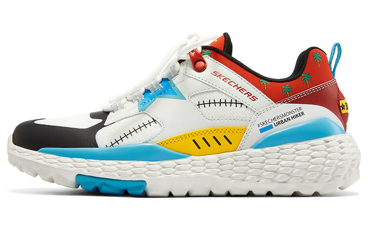 Skechers One Piece x Skechers Monster Leather, Mesh Mid top Casual Shoes Women's Black White Red Multicolor